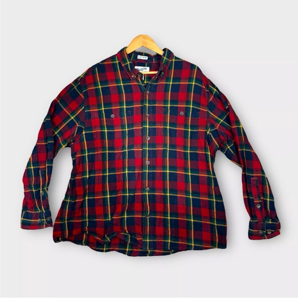 Duluth Trading Co Untucked Burly Weight Flannel Shirt Relaxed Fit Men Size XL